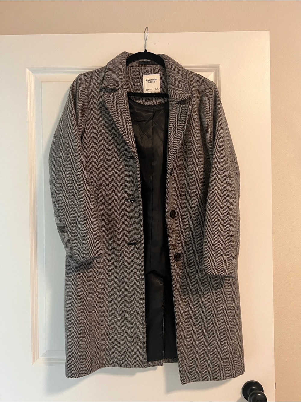 Abercrombie & Fitch Gray Herringbone Pea Coat
